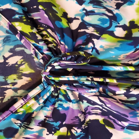 Liz & Me Catherines 3X stretchy short sleeve top NWOT V-neck multi color - Picture 5 of 10